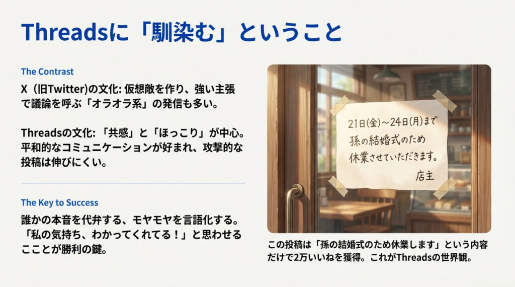 Threadsでバズを生み出す「共感とほっこり」